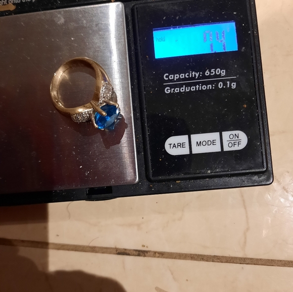 GENUINE SOLID 14K YELLOW GOLD HUGE 3CTTW LONDON BLUE DIAMOND 💎 RING ENGAGEMENT - Picture 10 of 15